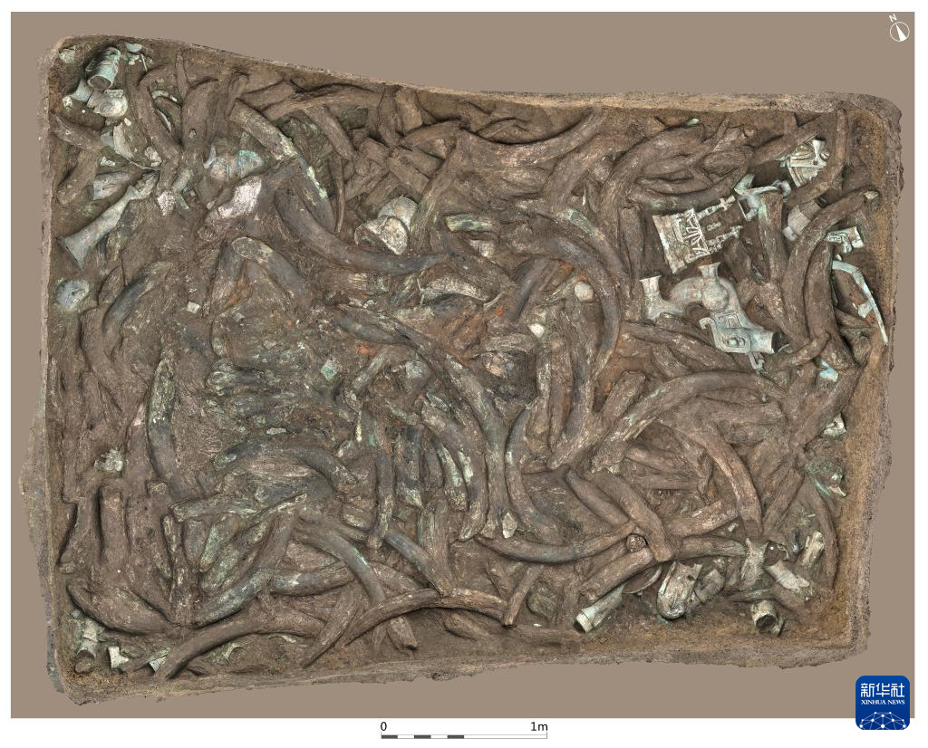 四川廣漢市三星堆商代遺址八號坑（資料圖）。