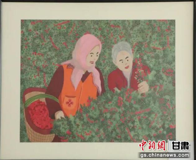 靖遠(yuǎn)縣枸杞種植業(yè)帶動(dòng)10多萬農(nóng)民脫貧致富。刺繡 王明風(fēng) 繡稿 胡靜