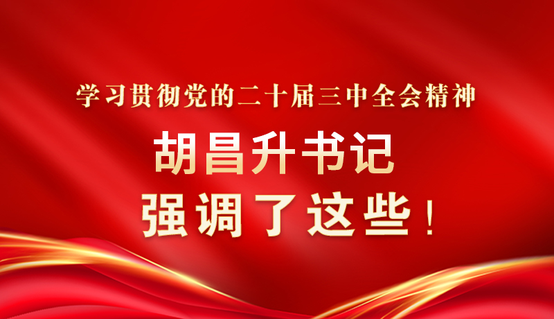 圖解|學(xué)習(xí)貫徹黨的二十屆三中全會(huì)精神 胡昌升書記強(qiáng)調(diào)了這些！