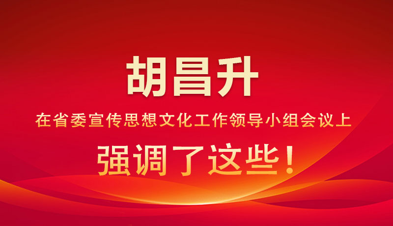 圖解|胡昌升在省委宣傳思想文化工作領(lǐng)導(dǎo)小組會議上強(qiáng)調(diào)了這些！